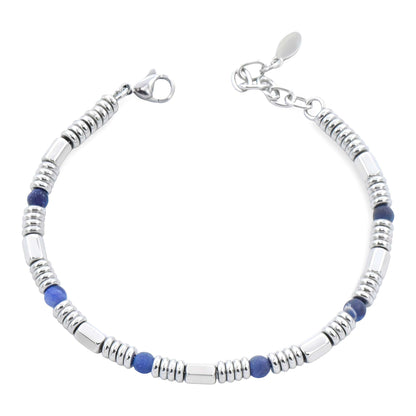 Bracciale Uomo Acciaio e Pietre Blu