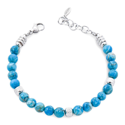 Bracciale Uomo Acciaio e Pietre Celesti