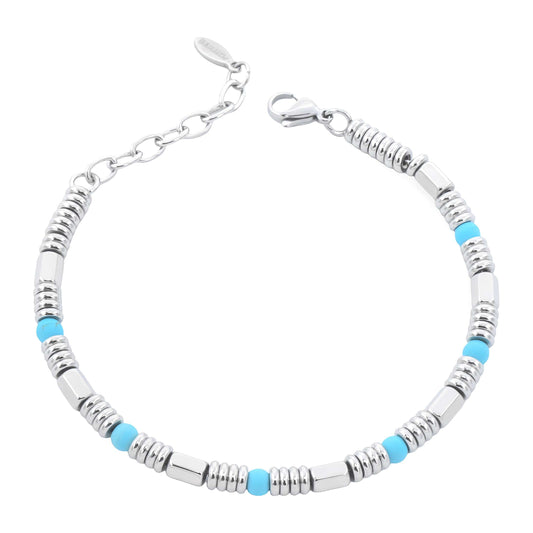 Bracciale Uomo Acciaio e Pietre Turchesi