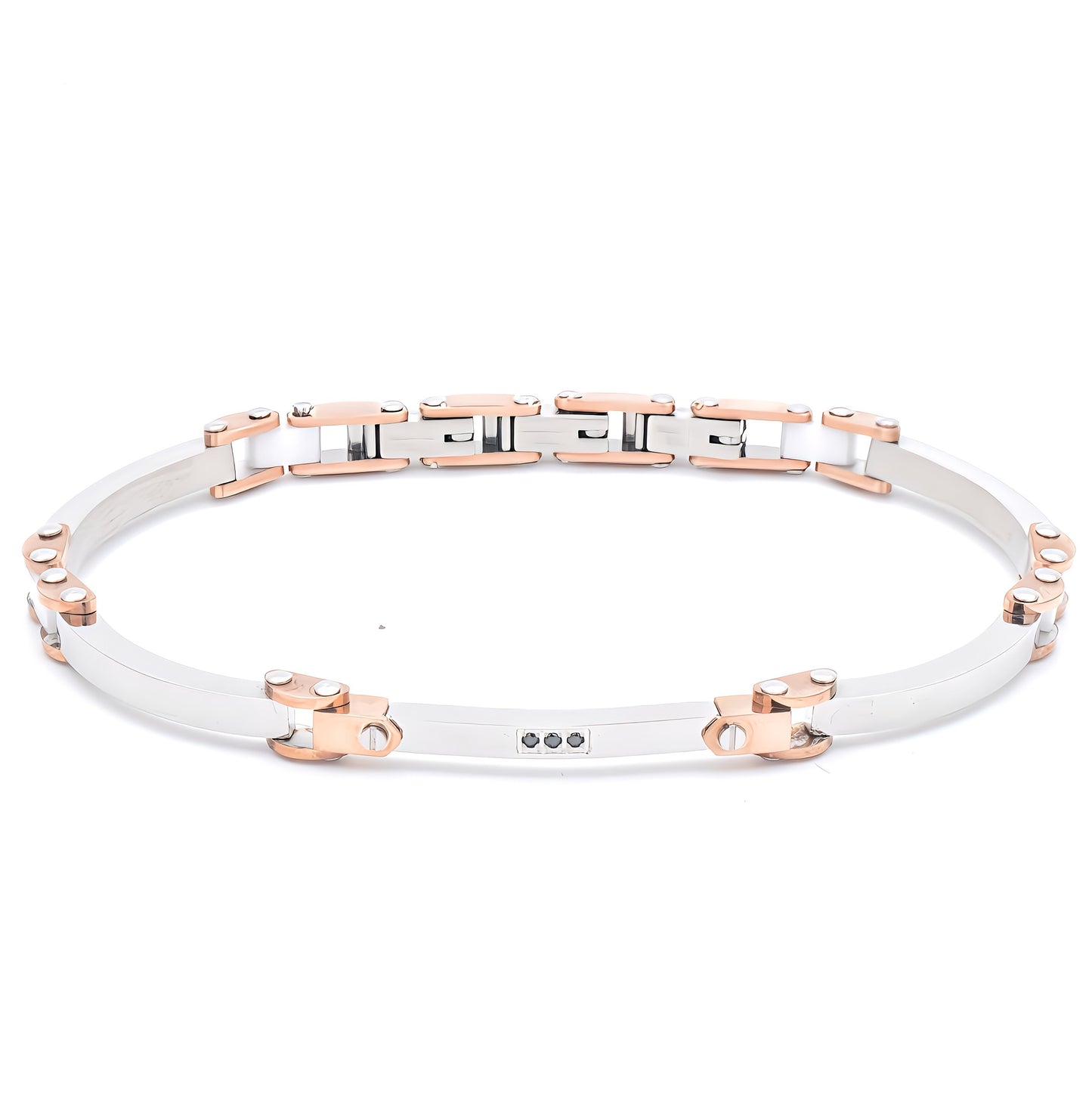 Bracciale Uomo Acciaio e Rosa
