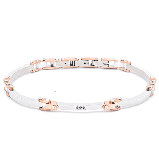 Bracciale Uomo Acciaio e Rosa