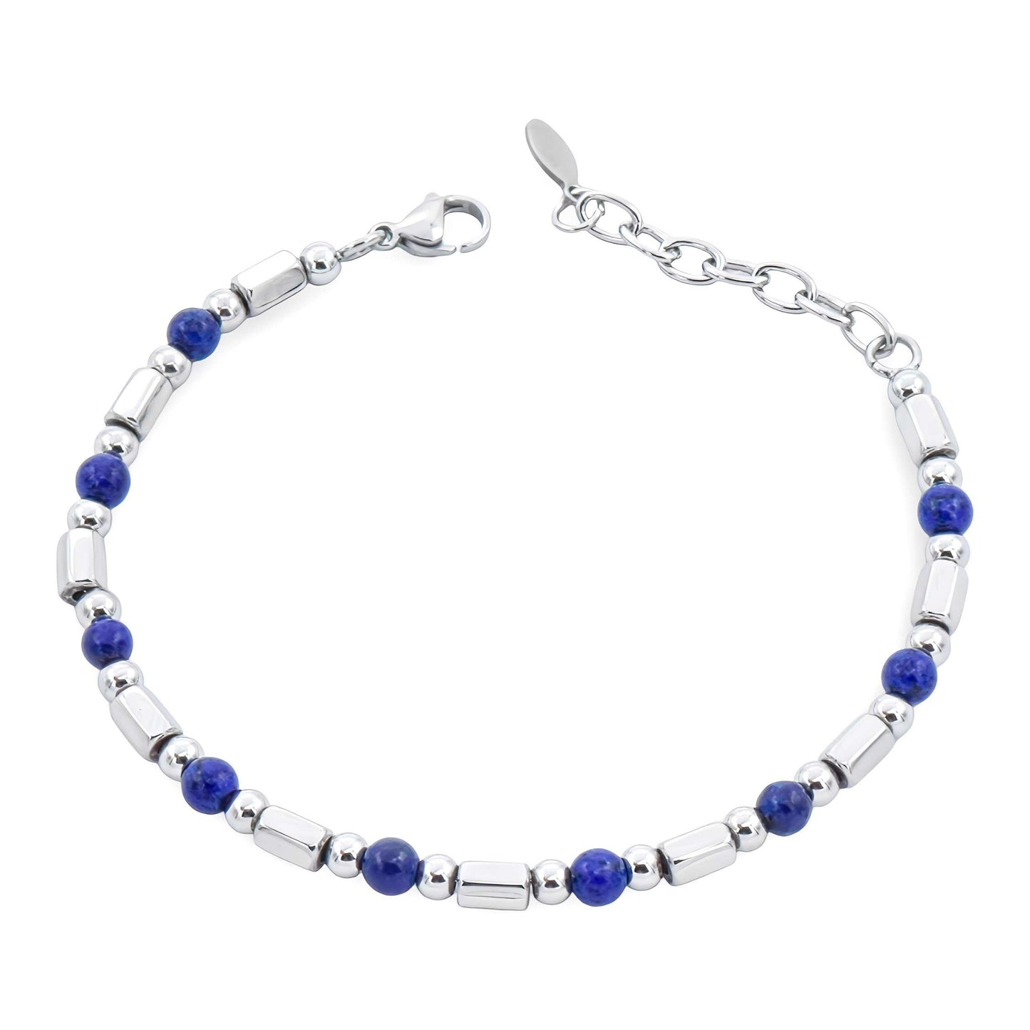 Bracciale Uomo Acciaio e Pietre Blu