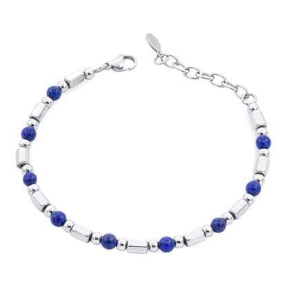 Bracciale Uomo Acciaio e Pietre Blu