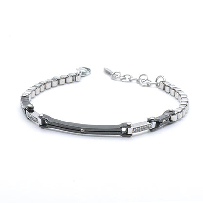 Bracciale Uomo Piastre e Catena con Zirconi