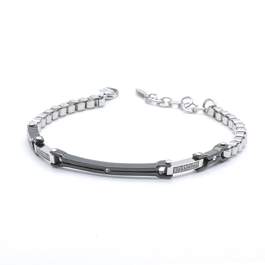 Bracciale Uomo Piastre e Catena con Zirconi