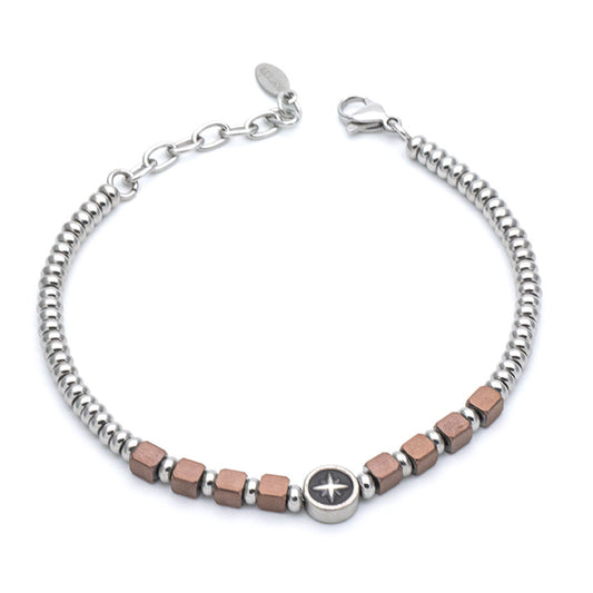 Bracciale Uomo Rosa dei Venti e Ematite Marrone