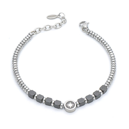 Bracciale Uomo Rosa dei Venti e Ematite Nera