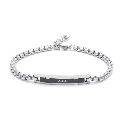 Bracciale Uomo Targa Nera e Zirconi