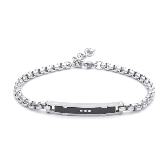 Bracciale Uomo Targa Nera e Zirconi