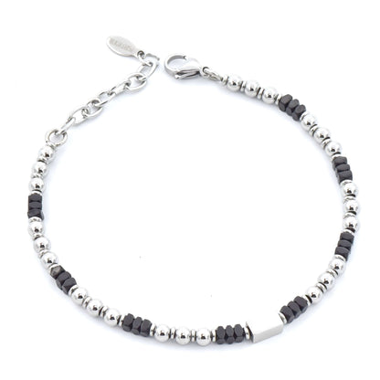 Bracciale Uomo  in Acciaio e Ematite Nera