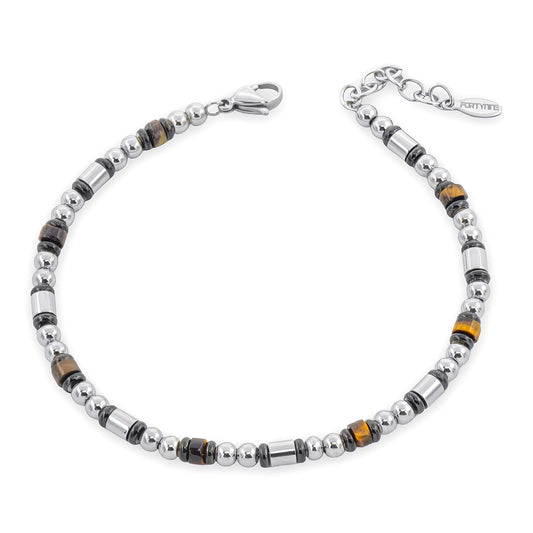 Bracciale Uomo in Acciaio e Occhio di Tigre