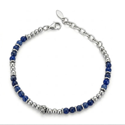 Bracciale Uomo in Acciaio e Sfere Blu Lapis