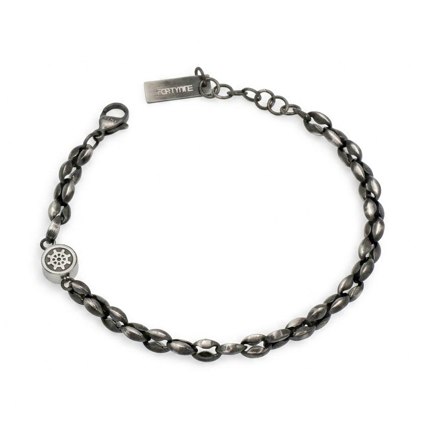 Bracciale da Uomo FORTYNINE in Acciaio Brunito con Timone