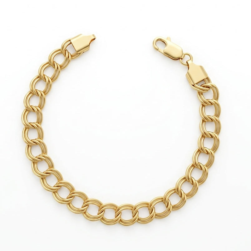 Bracciale in Oro Giallo 18 Carati con Maglia ad Anelli Intrecciati