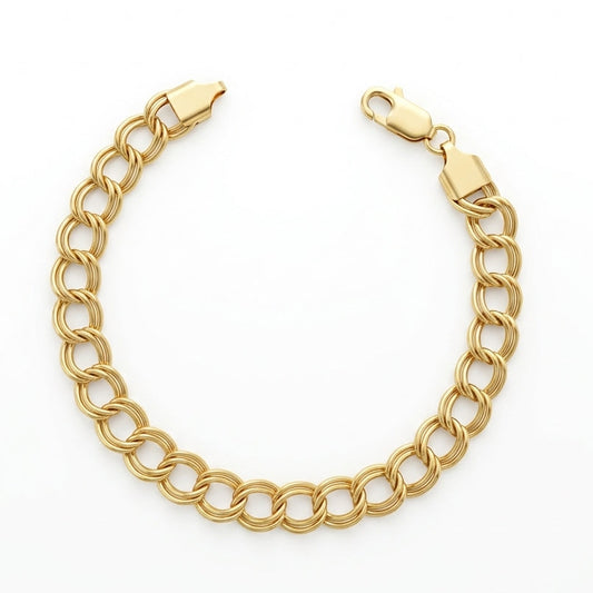 Bracciale in Oro Giallo 18 Carati con Maglia ad Anelli Intrecciati