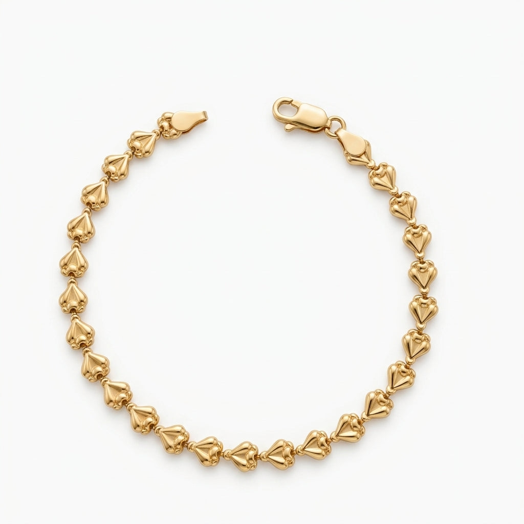Bracciale in Oro Giallo 18 Carati con Maglie a Cuore