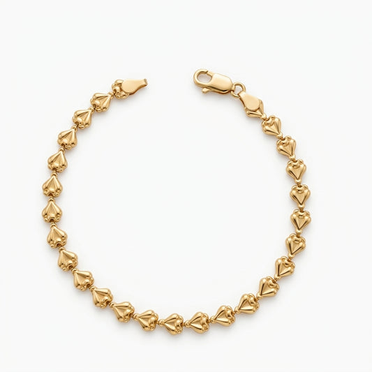 Bracciale in Oro Giallo 18 Carati con Maglie a Cuore