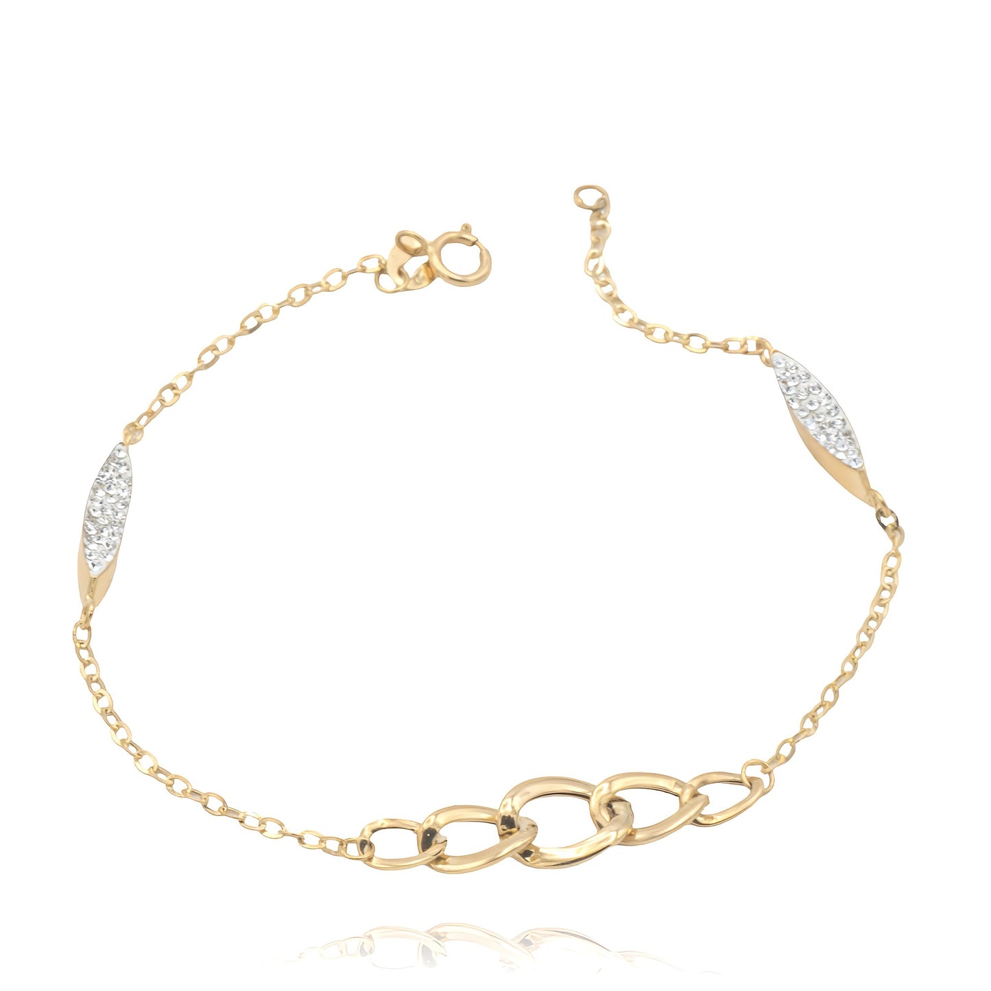 Bracciale in Oro Giallo Groumette e Zirconi