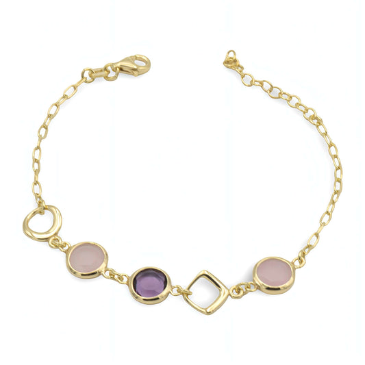 Bracciale in Argento Dorato e Cristalli Colorati