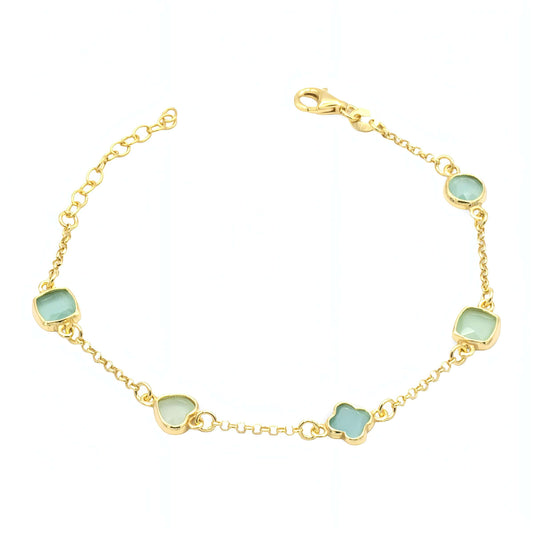 Bracciale in Argento Dorato e Cristalli Colorati