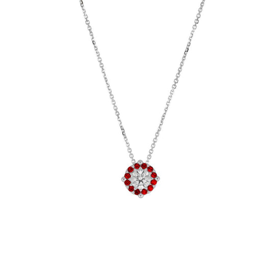 Collana Punto Luce Magic con Rosso in Oro Bianco