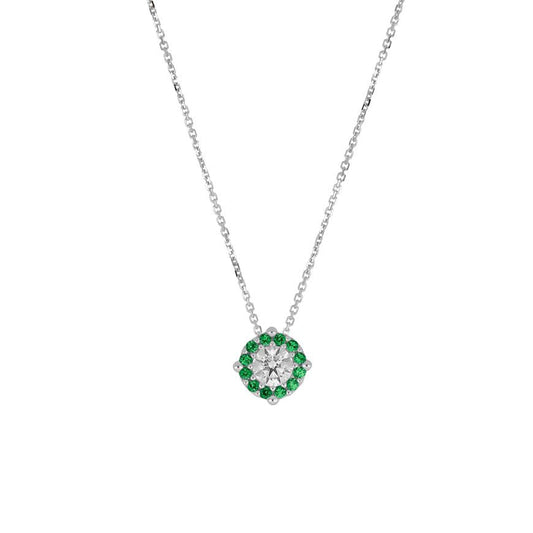 Collana Punto Luce Magic con Verde in Oro Bianco