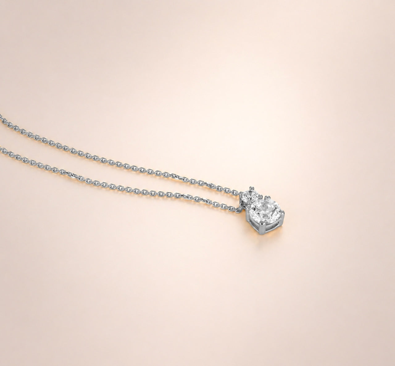 Collana Doppio Punto Luce in Oro Bianco 9 Carati - 375