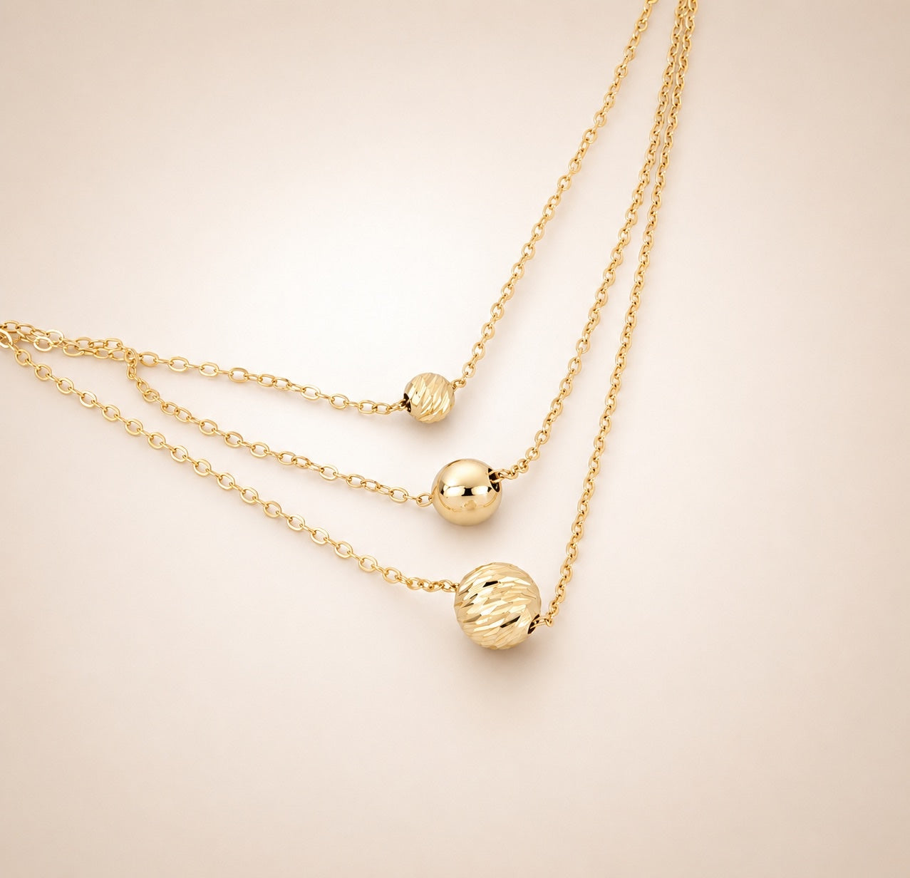 Collana Boules a Scalare Multifilo in Oro 9 Carati - 375