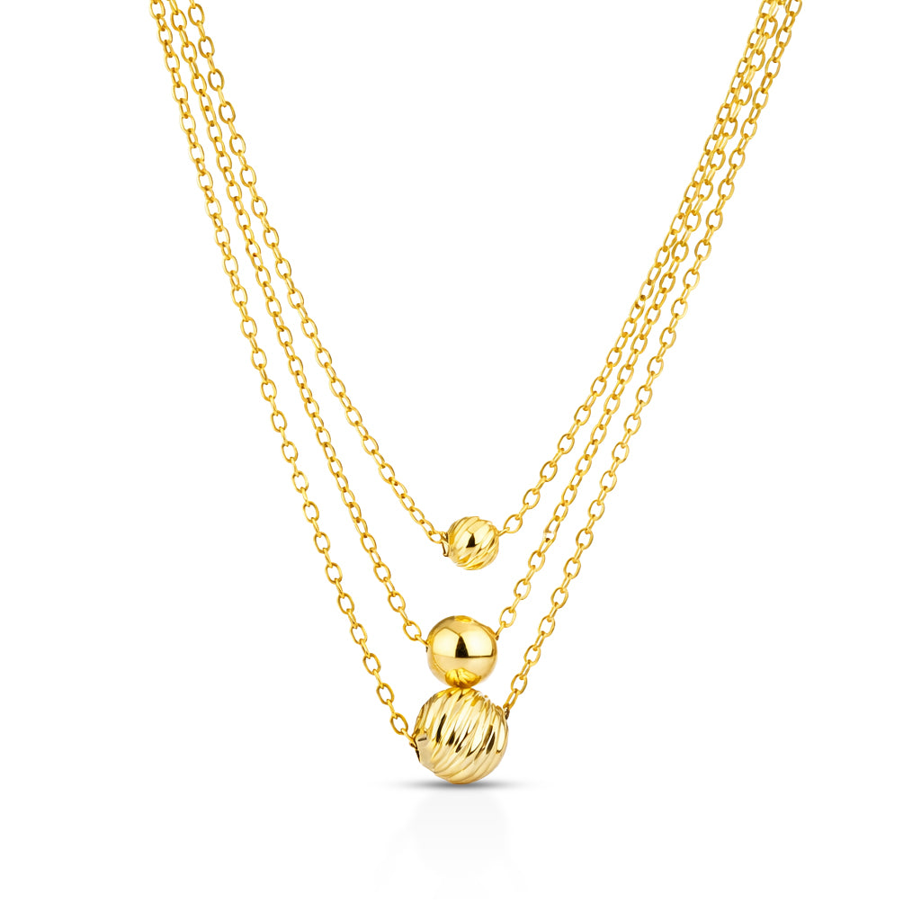 Collana Boules a Scalare Multifilo in Oro 9 Carati - 375