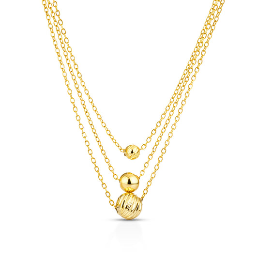 Collana Boules a Scalare Multifilo in Oro 9 Carati - 375
