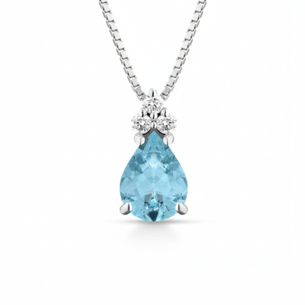 Collana PG Gioielli Diamanti e Acquamarina Linea Clover PG Gioielli