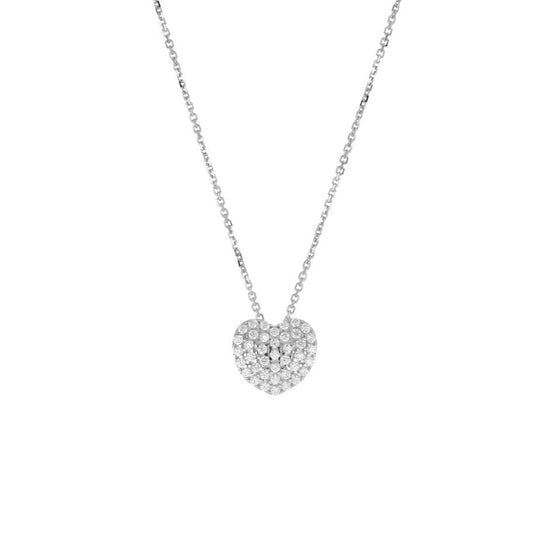 Collana Cuore a Pavè  in Oro Bianco