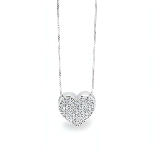 Collana Cuore in Argento a Pavè