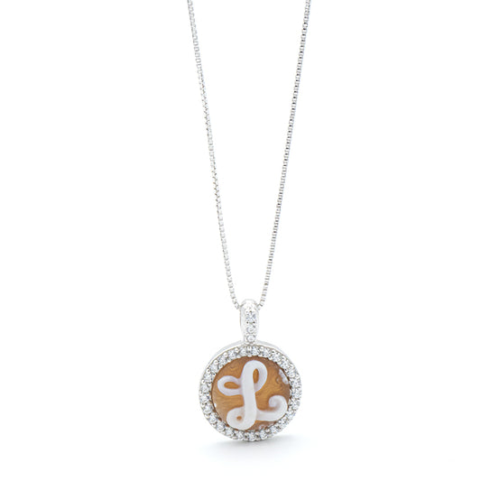 Collana In Argento Con Lettera L In Cammeo