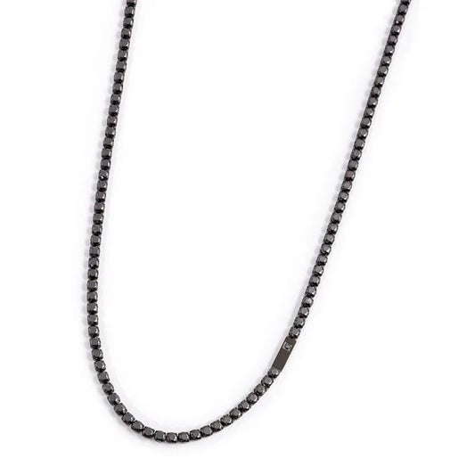 Collana Tennis Marlù Nera in Acciaio con Zirconi Neri Marlù