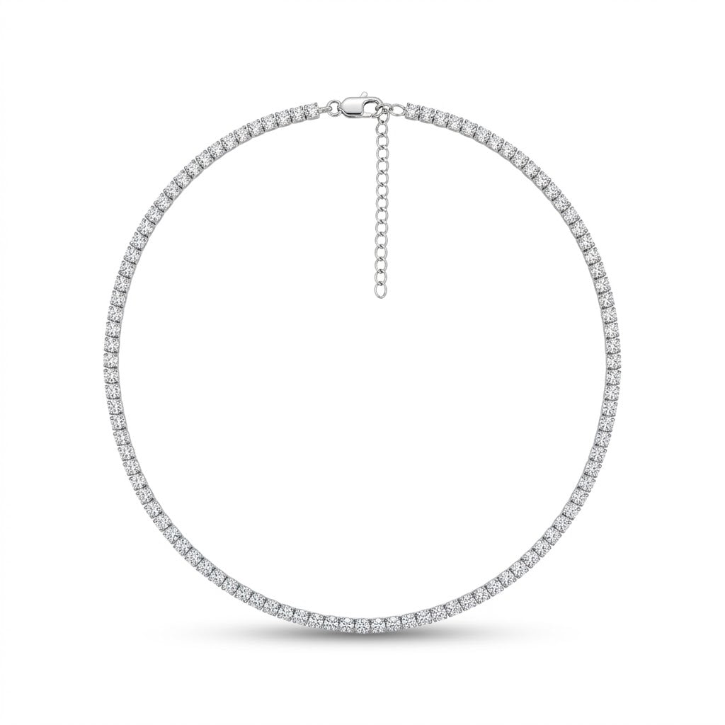 Collana Tennis in Argento 925 con Zirconi Bianchi (Lunghezza Regolabile)