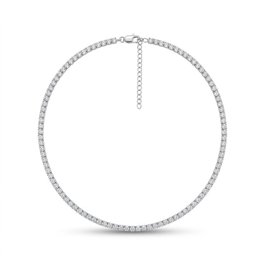 Collana Tennis in Argento 925 con Zirconi Bianchi (Lunghezza Regolabile) Gioielli in Argento