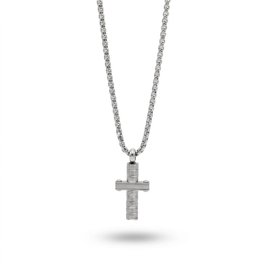 Collana Uomo Fortynine in Acciaio con Pendente a Croce Design Moderno