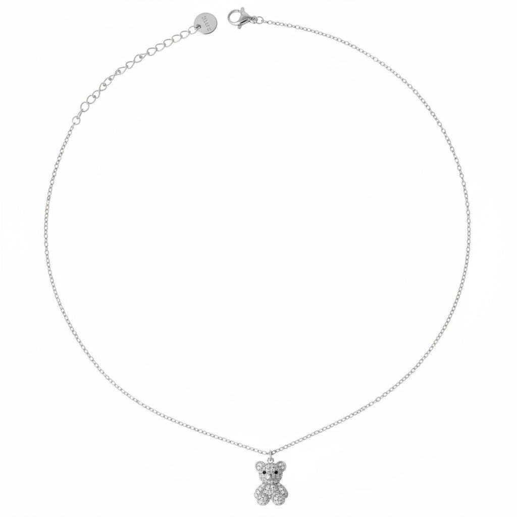 Collana Argentata con Orsetto Teddy a Pavè di Zirconi Gaiè Bijoux