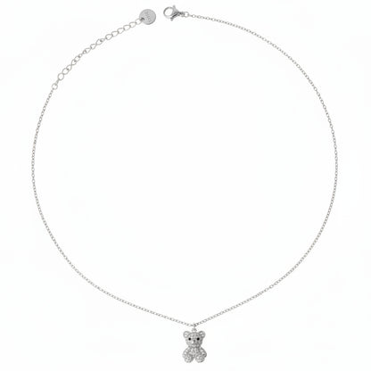Collana Argentata con Orsetto Teddy a Pavè di Zirconi Gaiè Bijoux
