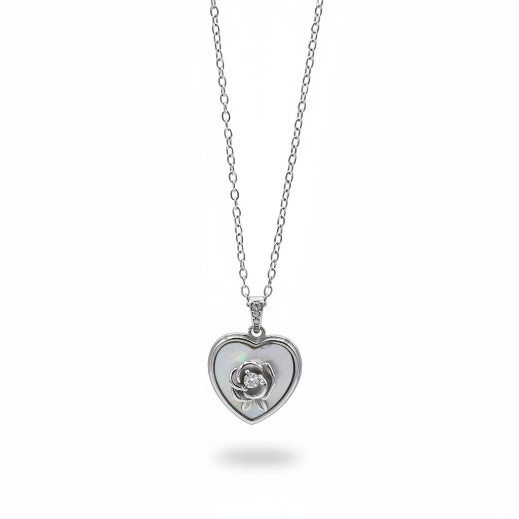 Collana Cuore in Madreperla e Fiore con Zircone Gaiè Bijoux