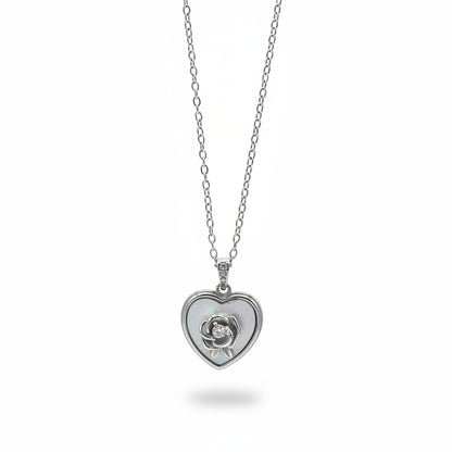 Collana Cuore in Madreperla e Fiore con Zircone Gaiè Bijoux