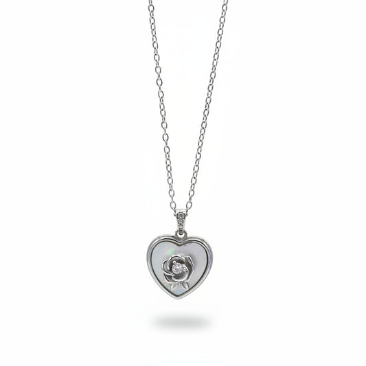 Collana Cuore in Madreperla e Fiore con Zircone Gaiè Bijoux