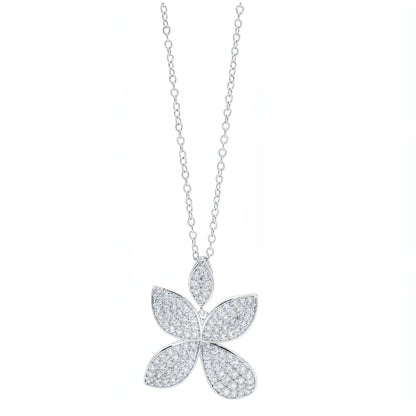 Collana Fiore a Pavè Argentata
