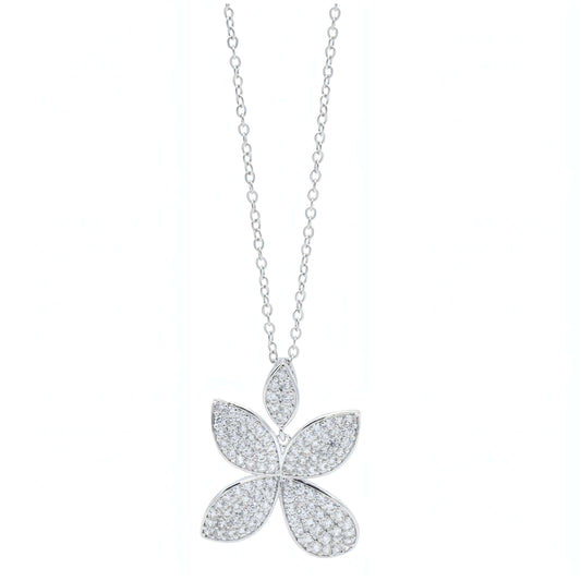 Collana Fiore a Pavè Argentata