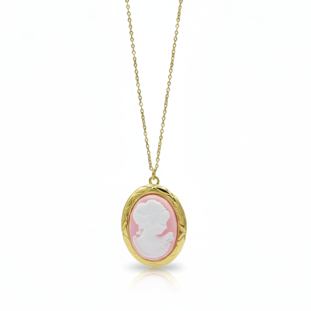 Collana Gold Cammeo Rosa e Bianco Gaiè Bijoux