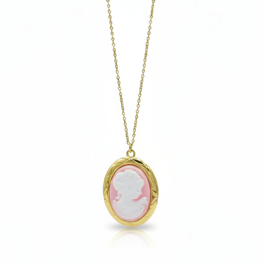 Collana Gold Cammeo Rosa e Bianco Gaiè Bijoux