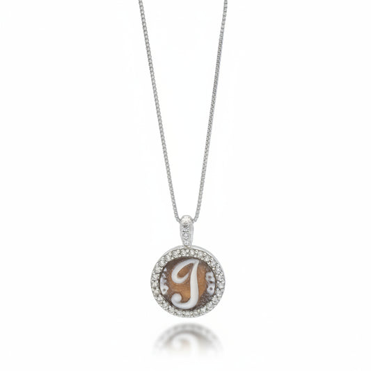 Collana In Argento Con Lettera I in Cammeo