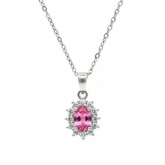 Collana Kate Argentata Pietra Rosa Gaiè Bijoux