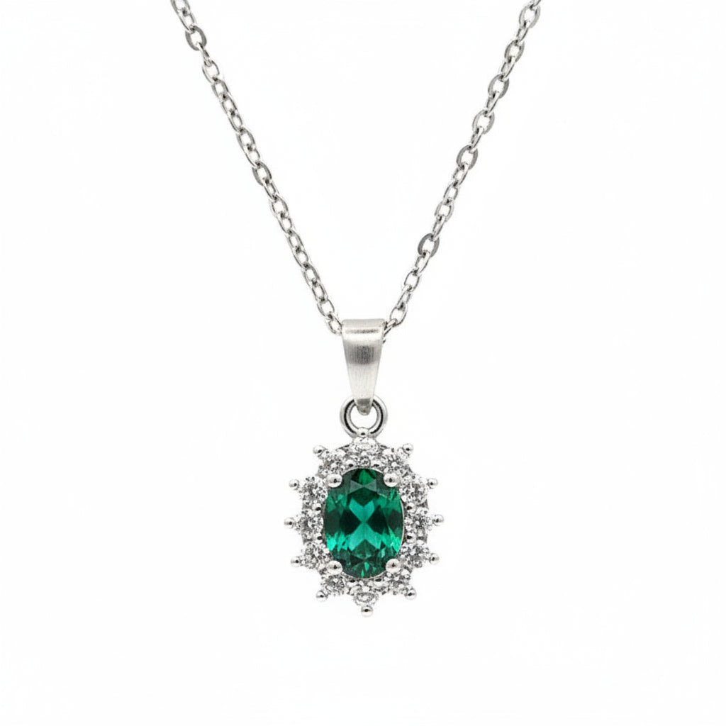 Collana Kate Argentata Pietra Verde Gaiè Bijoux